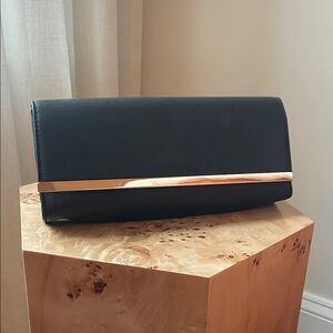 Summer & Rose Black Clutch with Gold Detail